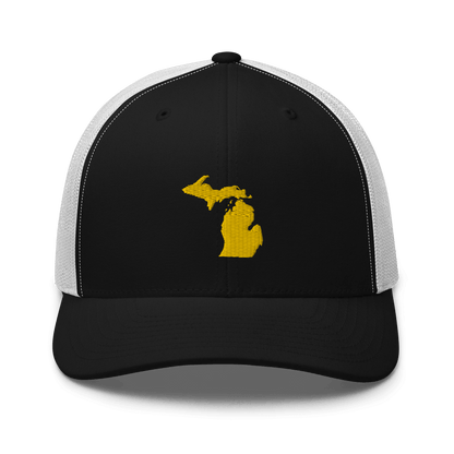 Michigan Trucker Hat (w/ Michigan Outline) | Gold Embroidery - Circumspice Michigan