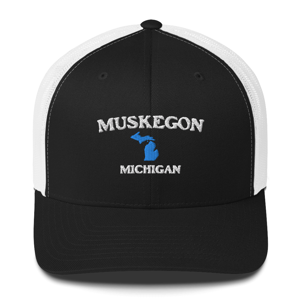 'Muskegon Michigan' Trucker Cap (w/ Michigan Outline)