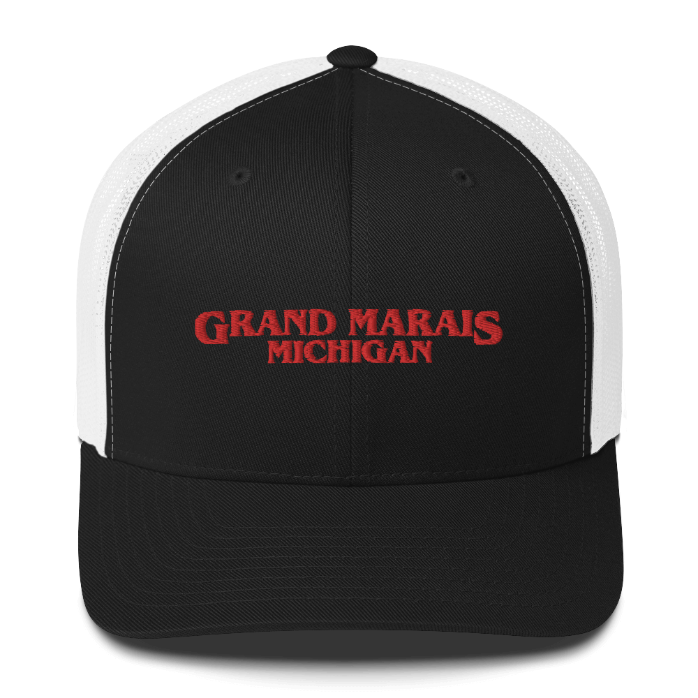 'Grand Marais Michigan' Trucker Hat (1980s Drama Parody)