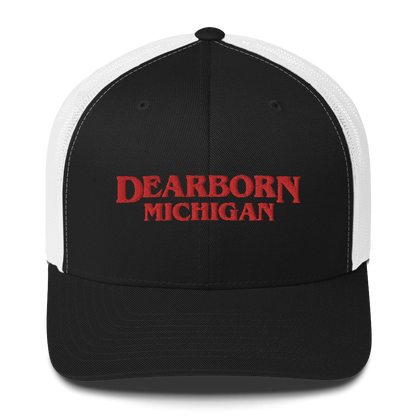 'Dearborn Michigan' Trucker Hat (1980s Drama Parody)