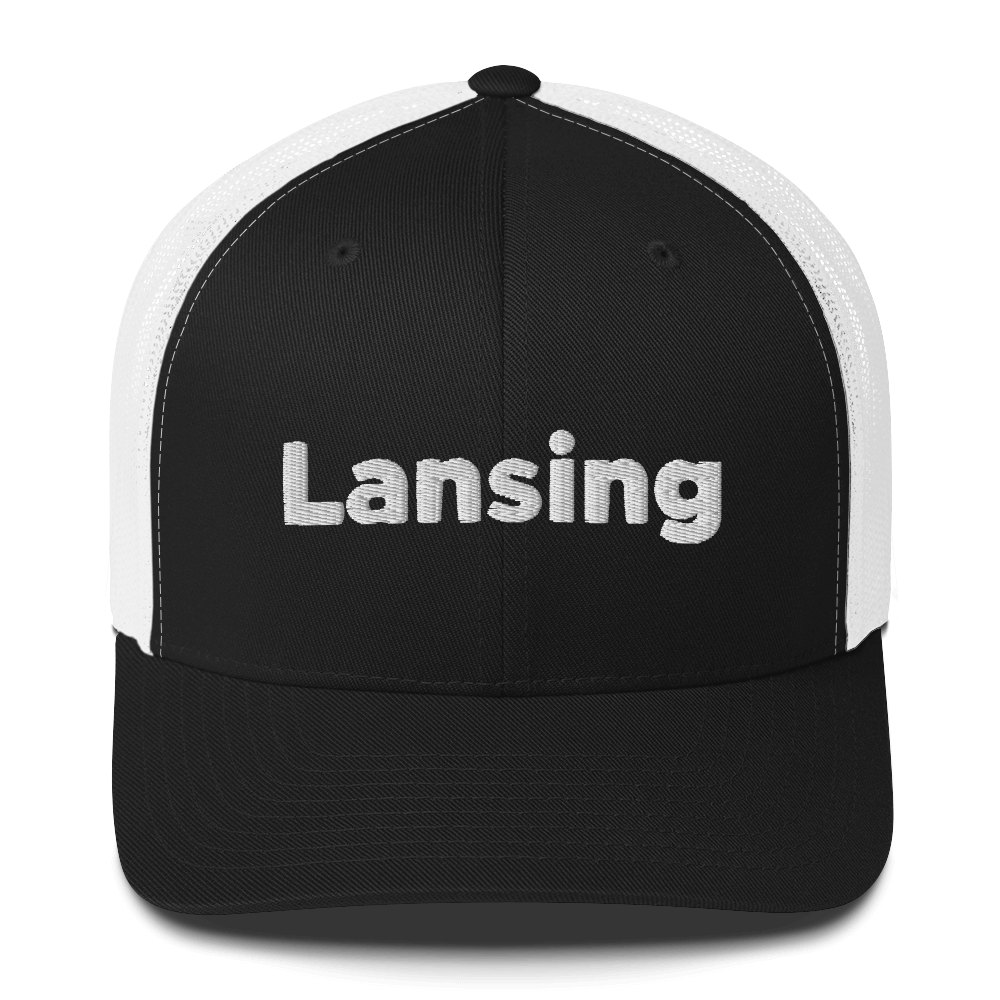 'Lansing' Trucker Hat | White/Black Embroidery