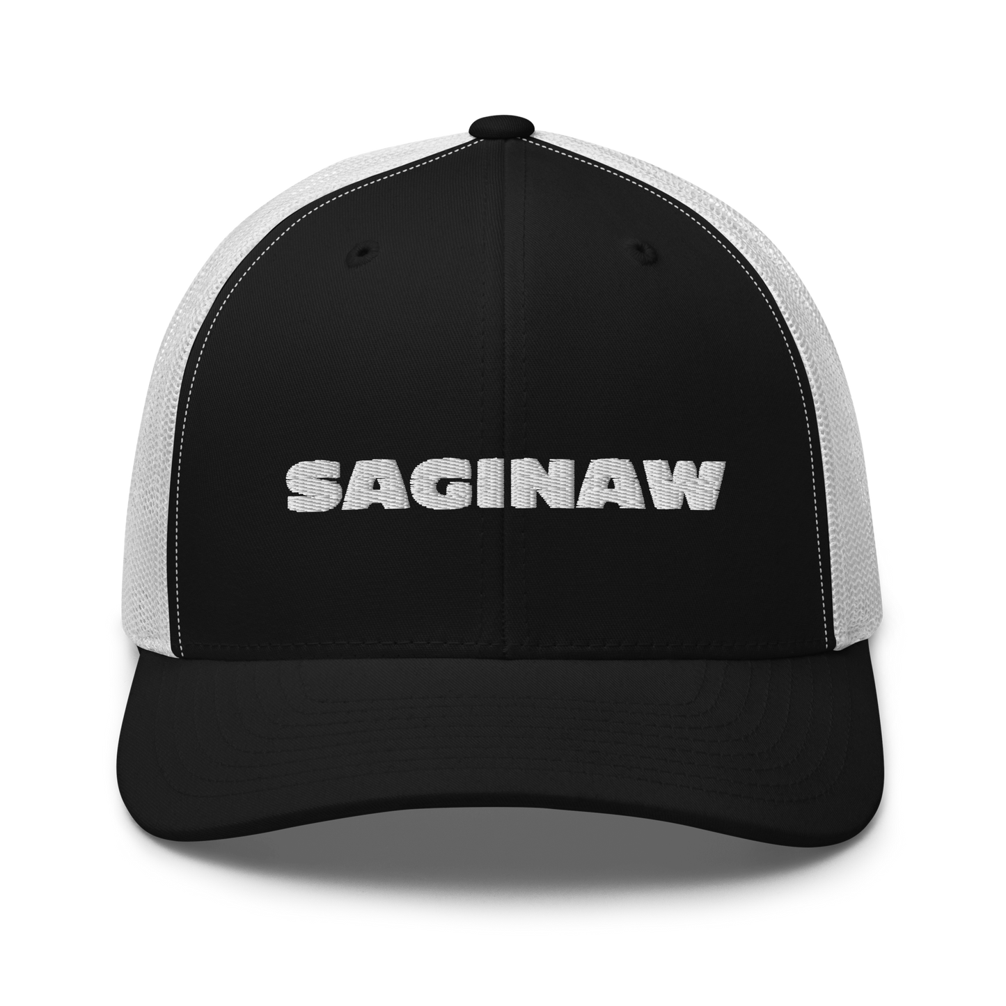 'Saginaw' Trucker Hat | White/Black Embroidery