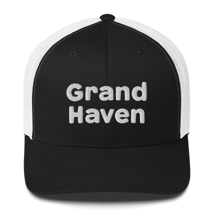 'Grand Haven' Trucker Hat | White/Black Embroidery