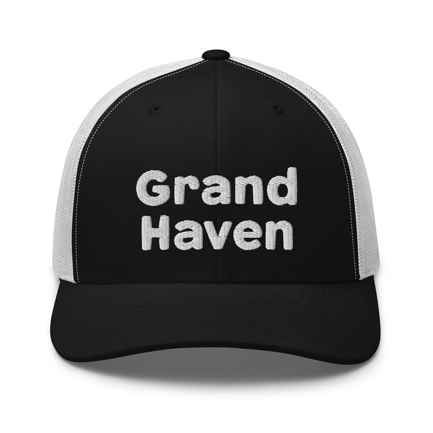 'Grand Haven' Trucker Hat | White/Black Embroidery