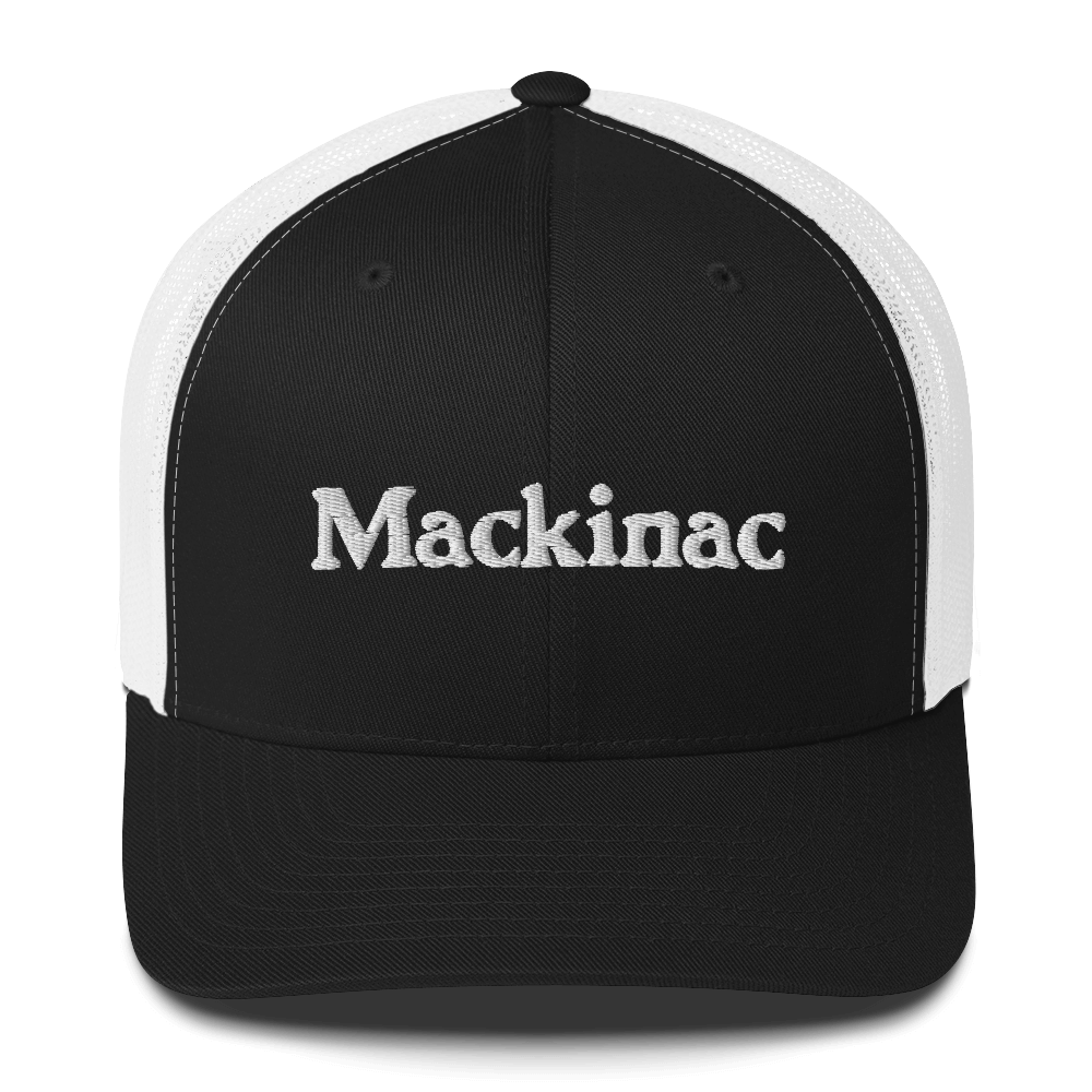 'Mackinac' Trucker Hat | White/Black Embroidery