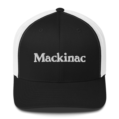 'Mackinac' Trucker Hat | White/Black Embroidery