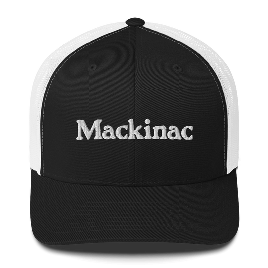 'Mackinac' Trucker Hat | White/Black Embroidery