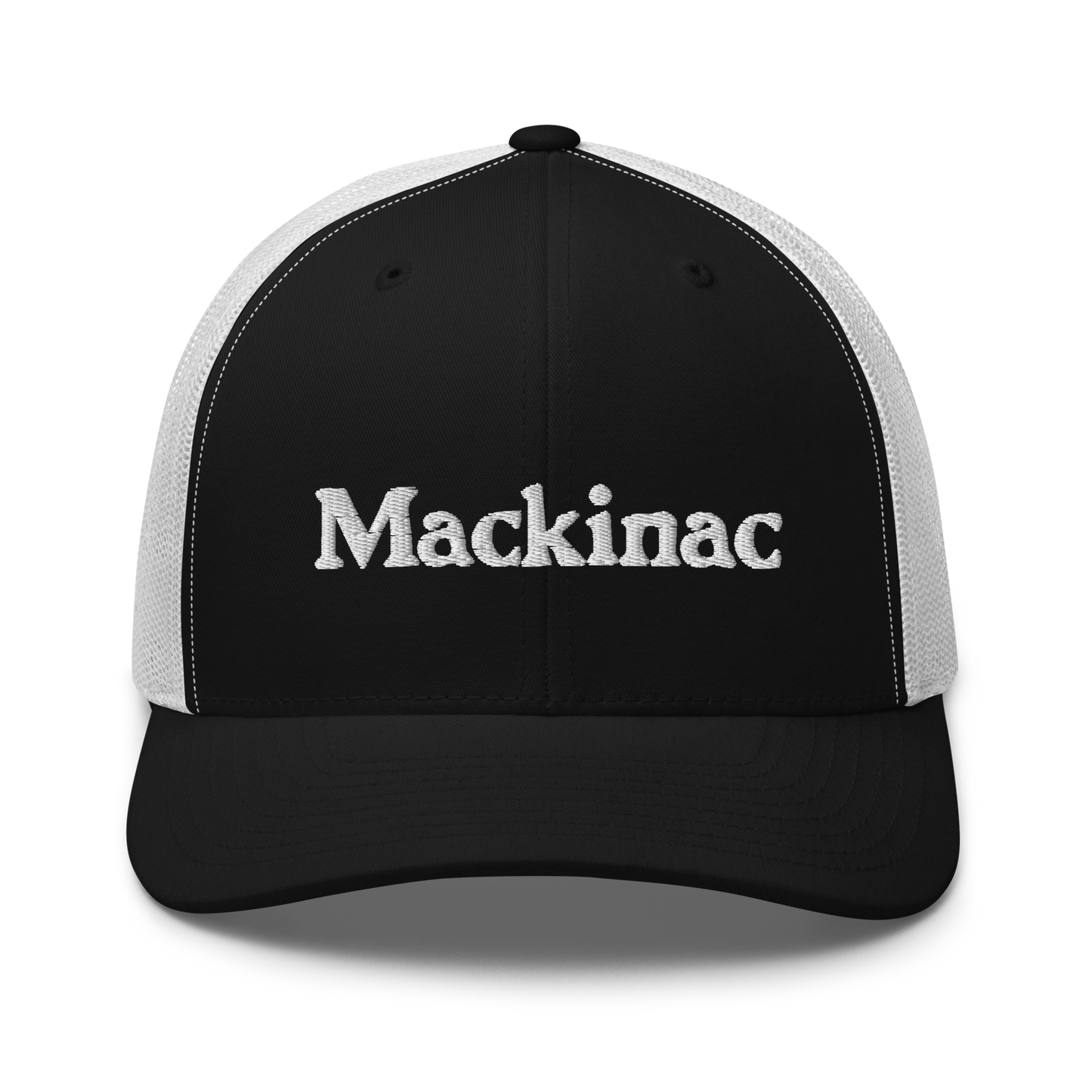 'Mackinac' Trucker Hat | White/Black Embroidery