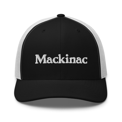 'Mackinac' Trucker Hat | White/Black Embroidery