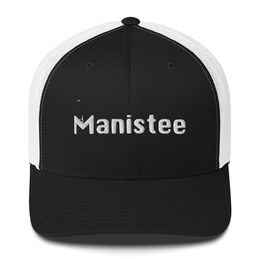 'Manistee' Trucker Hat | White/Black Embroidery