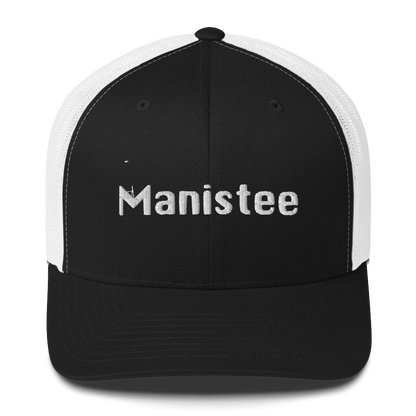 'Manistee' Trucker Hat | White/Black Embroidery