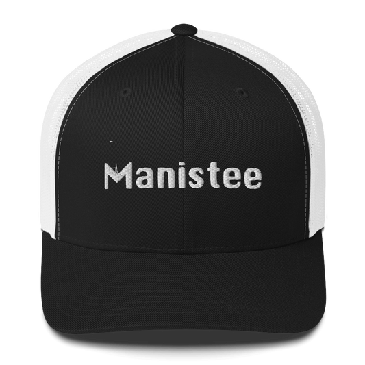 'Manistee' Trucker Hat | White/Black Embroidery