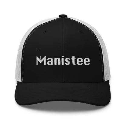 'Manistee' Trucker Hat | White/Black Embroidery