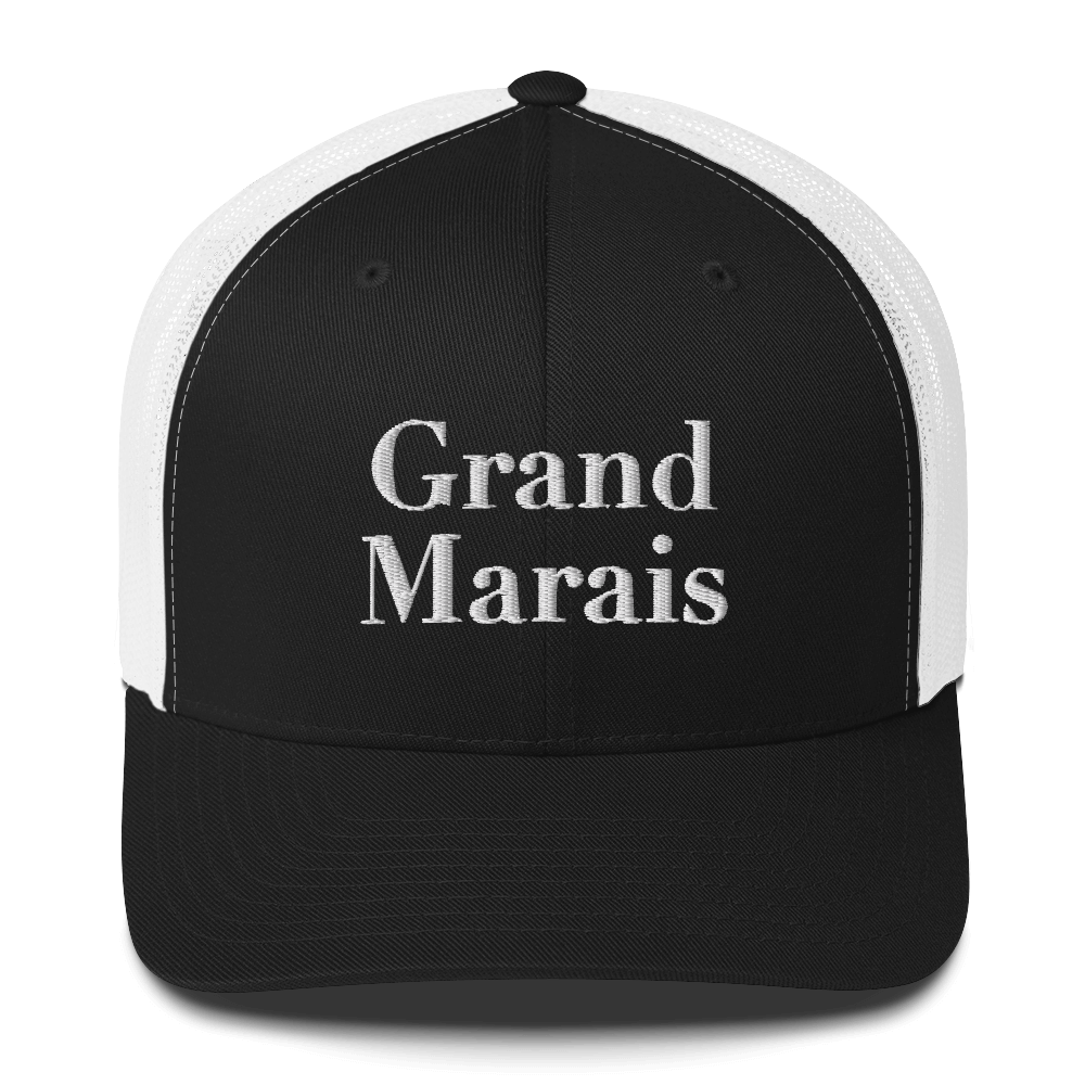 'Grand Marais' Trucker Hat | White/Black Embroidery