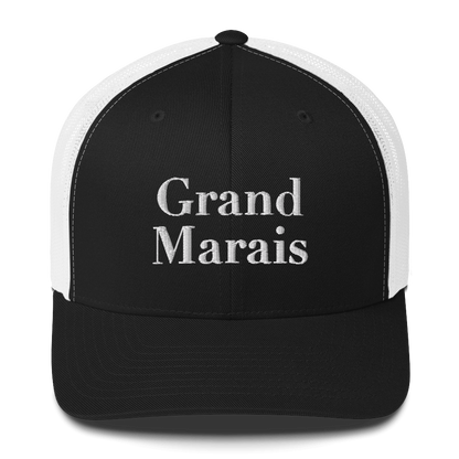 'Grand Marais' Trucker Hat | White/Black Embroidery