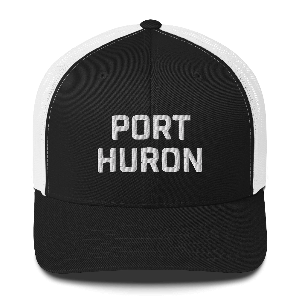 'Port Huron' Trucker Hat | White/Black Embroidery