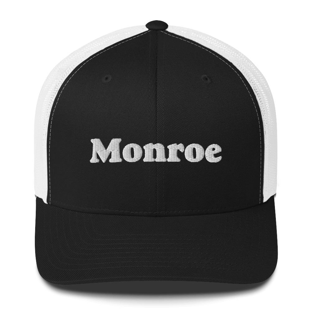 'Monroe' Trucker Hat | White/Black Embroidery