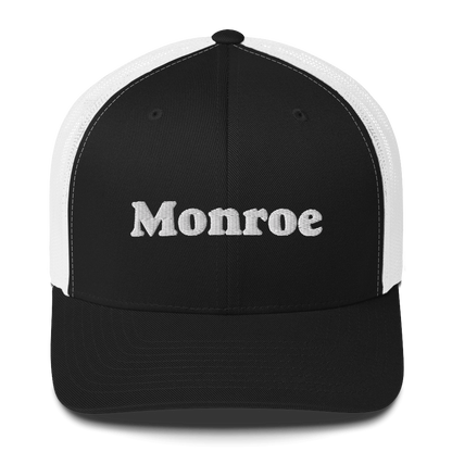 'Monroe' Trucker Hat | White/Black Embroidery