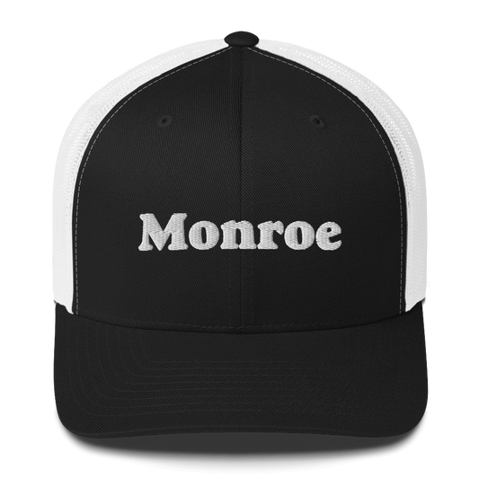 'Monroe' Trucker Hat | White/Black Embroidery