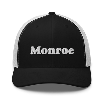 'Monroe' Trucker Hat | White/Black Embroidery