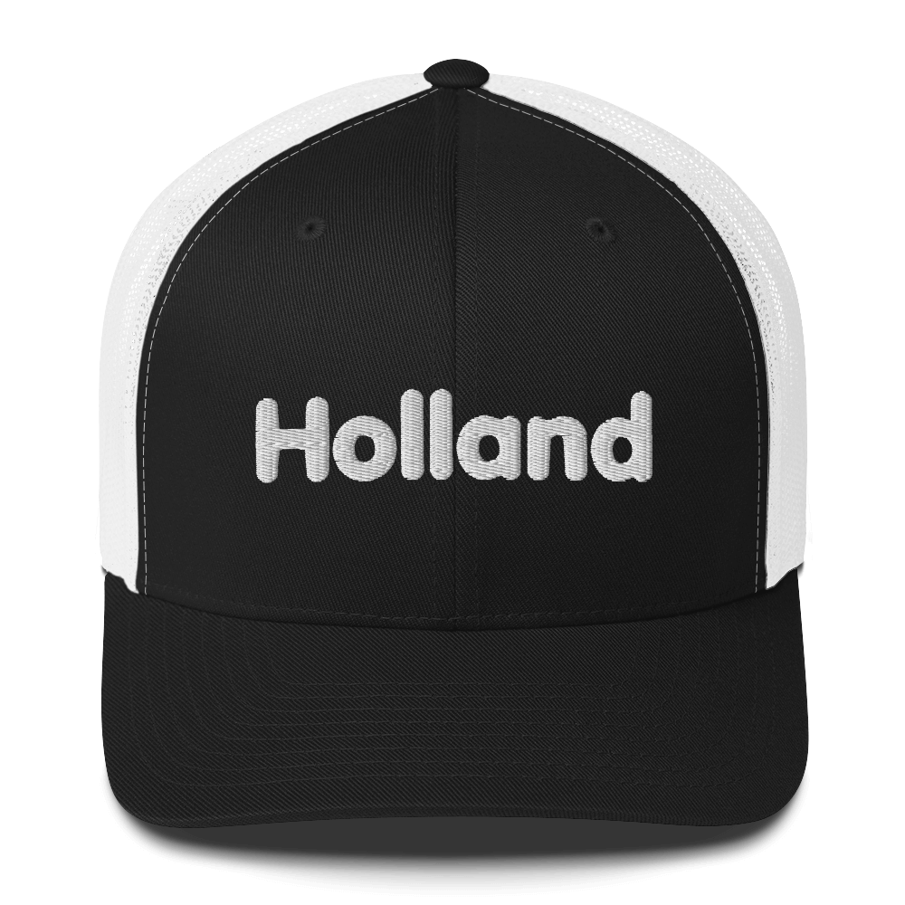 'Holland' Trucker Hat | White/Orange Embroidery