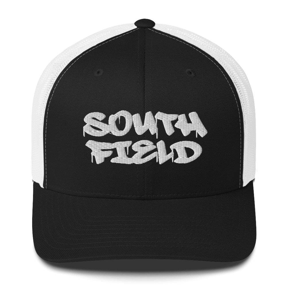 'Southfield' Trucker Hat | White/Black Embroidery