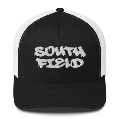 'Southfield' Trucker Hat | White/Black Embroidery