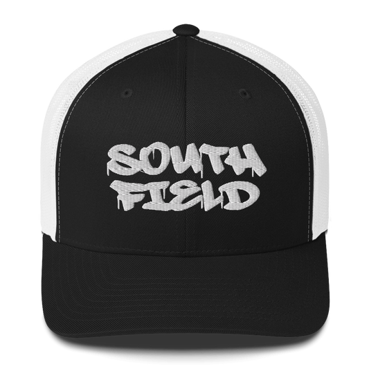 'Southfield' Trucker Hat | White/Black Embroidery