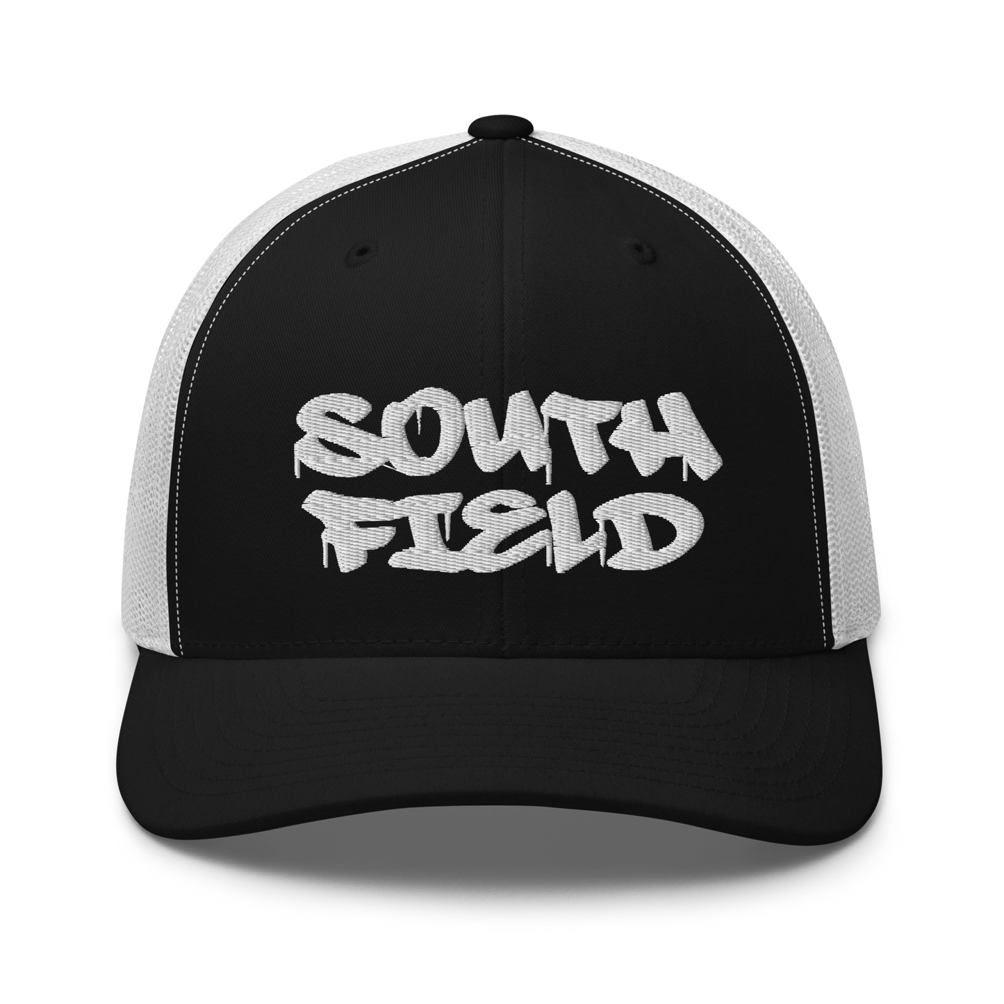 'Southfield' Trucker Hat | White/Black Embroidery