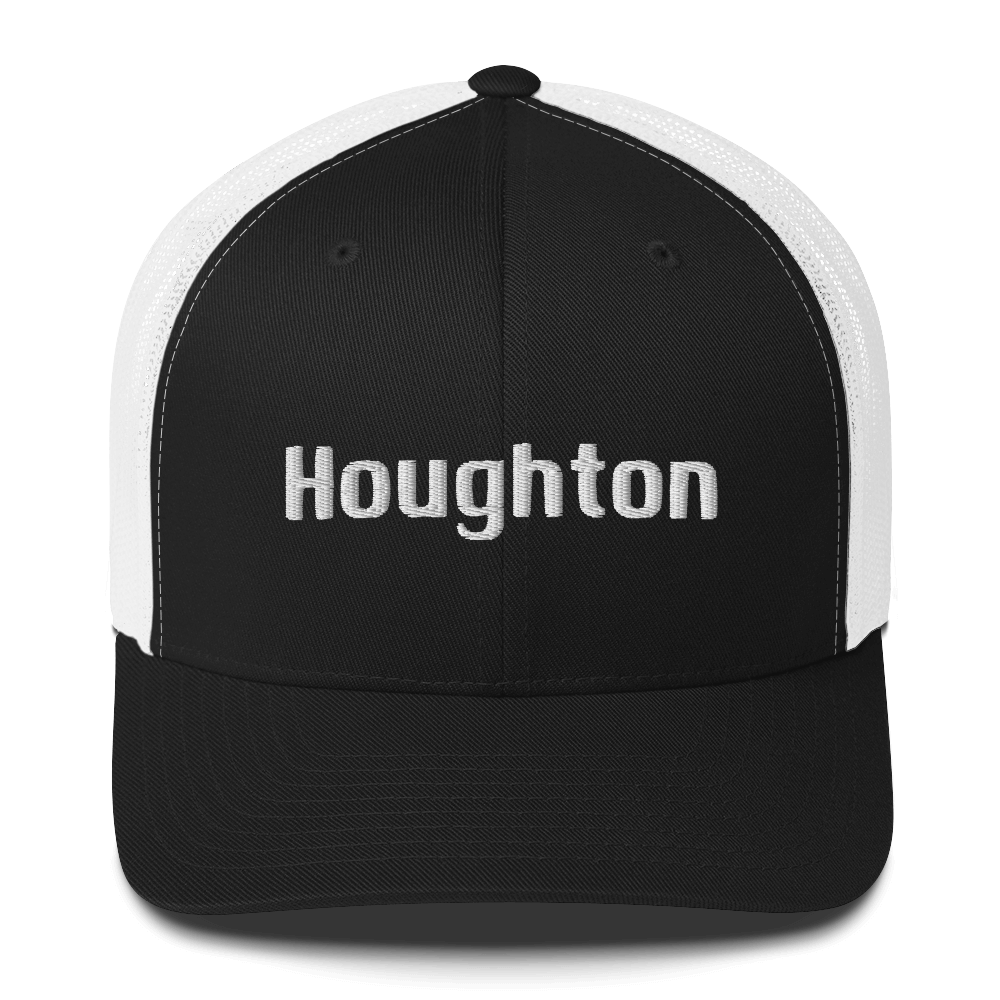 'Houghton' Trucker Hat | White/Black Embroidery