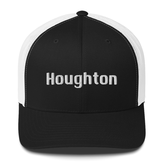 'Houghton' Trucker Hat | White/Black Embroidery