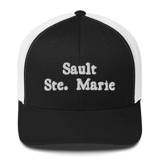 'Sault Ste. Marie' Trucker Hat | White/Black Embroidery