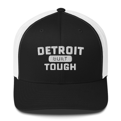 'Built Detroit Tough' Trucker Hat | White/Black Embroidery