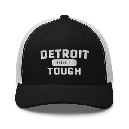 'Built Detroit Tough' Trucker Hat | White/Black Embroidery