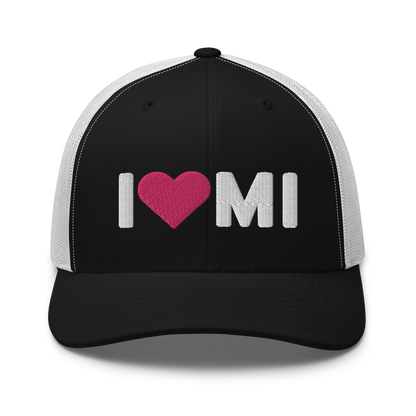 Michigan 'I ❤️ MI' Trucker Hat (Rounded Swiss Font)