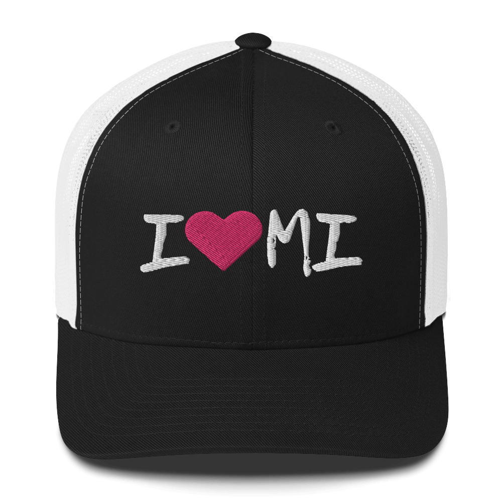 Michigan 'I ❤️ MI' Trucker Hat (Brush Font)