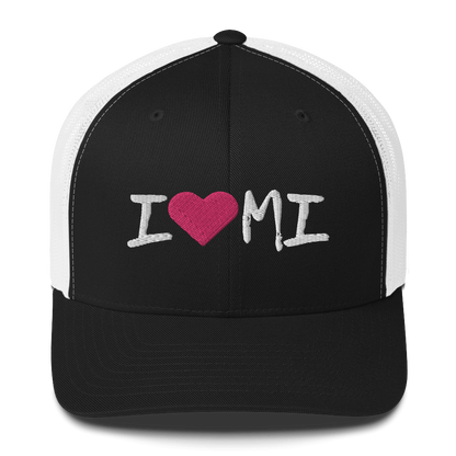 Michigan 'I ❤️ MI' Trucker Hat (Brush Font)