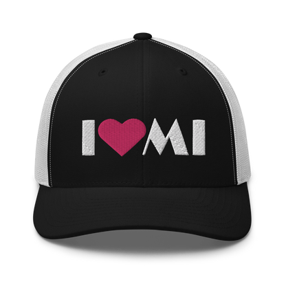 Michigan 'I ❤️ MI' Trucker Hat (Art Deco Font)