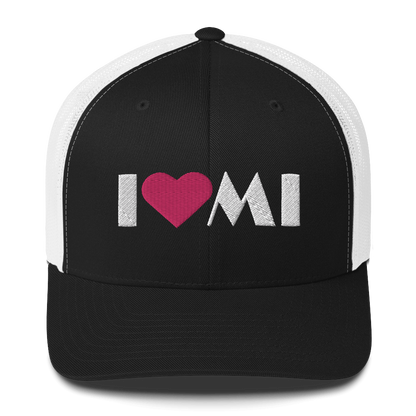 Michigan 'I ❤️ MI' Trucker Hat (Art Deco Font)