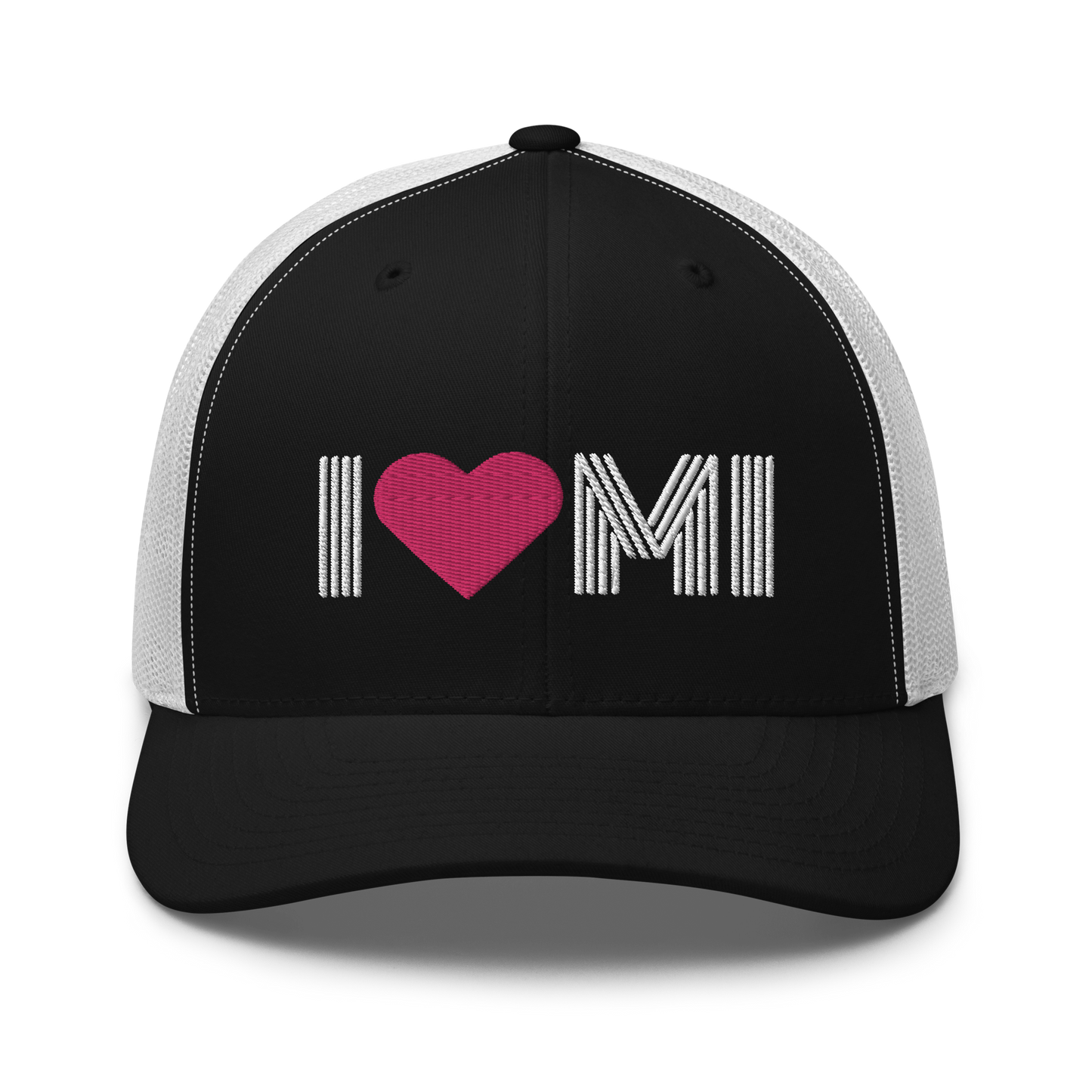 Michigan 'I ❤️ MI' Trucker Hat (Metalpress Font)