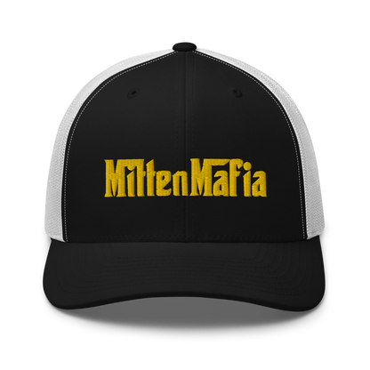 Michigan 'MittenMafia' Trucker Hat (Gangster Font) | Gold Embroidery