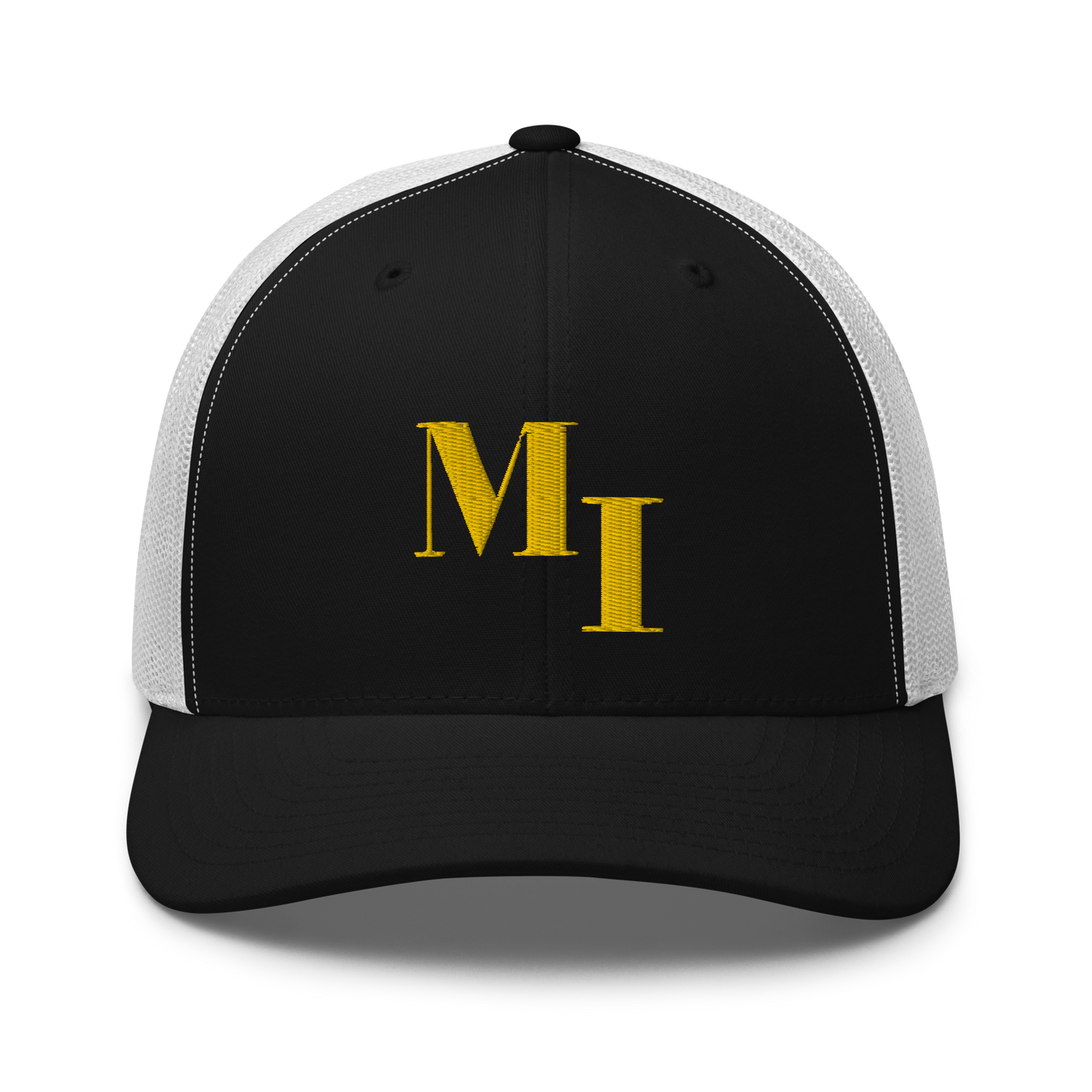 Michigan 'MI' Trucker Hat (Didone Logotype) | Gold Embroidery