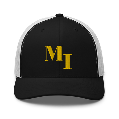 Michigan 'MI' Trucker Hat (Didone Logotype) | Gold Embroidery