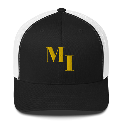 Michigan 'MI' Trucker Hat (Didone Logotype) | Gold Embroidery