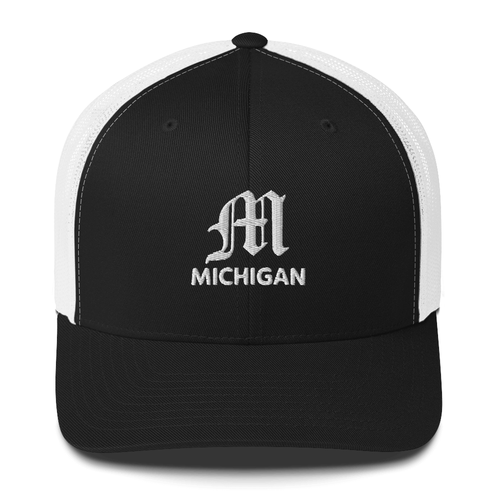 'Michigan' Trucker Hat (w/ Old English 'M')