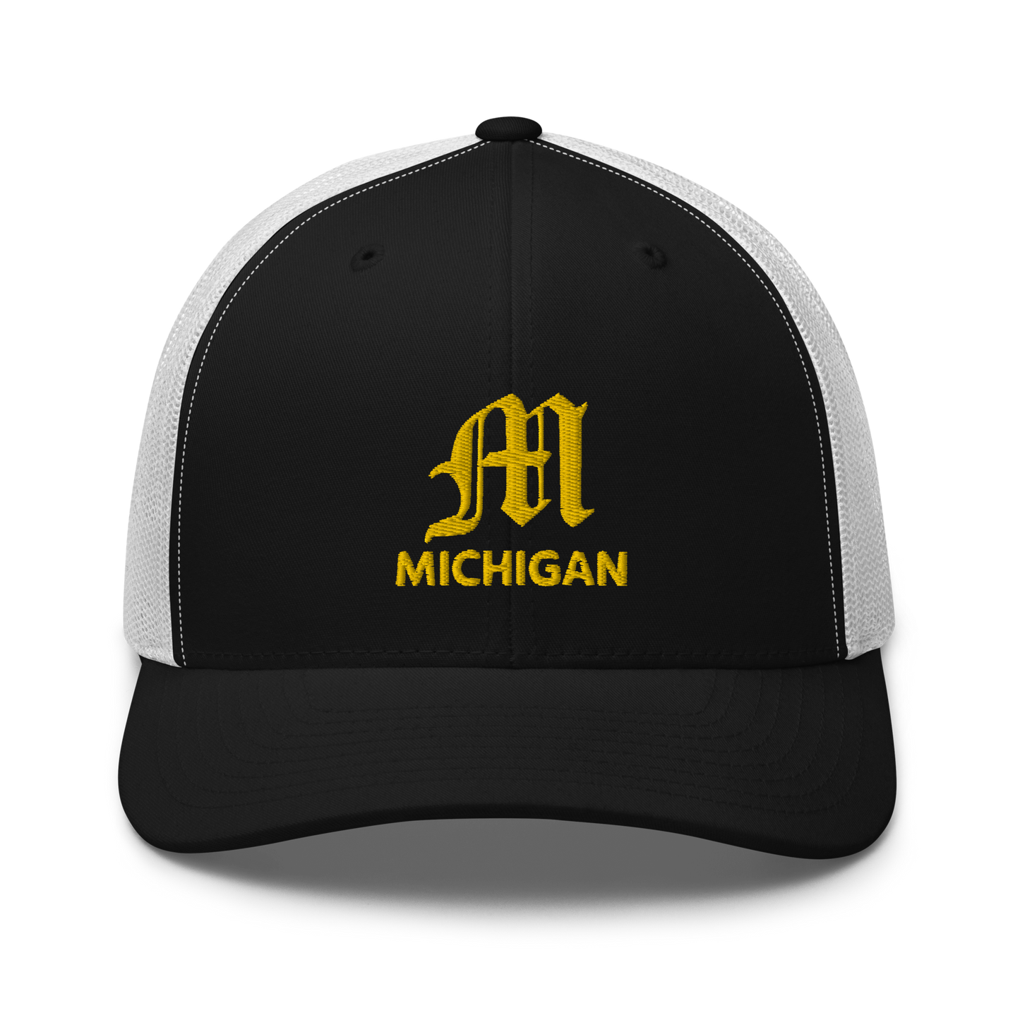 'Michigan' Trucker Hat (w/ 'Old English M') | Gold Embroidery