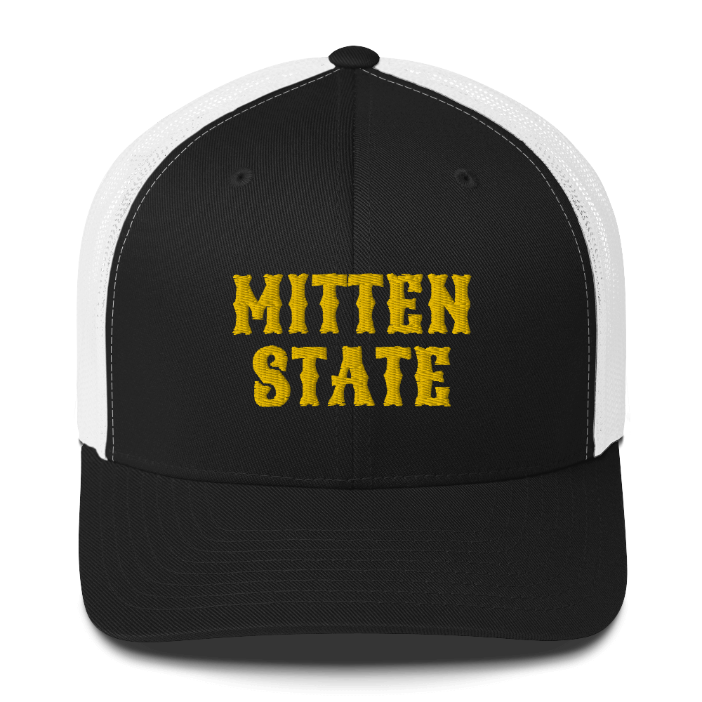 Michigan 'Mitten State' Trucker Hat (Western Font) | Gold Embroidery