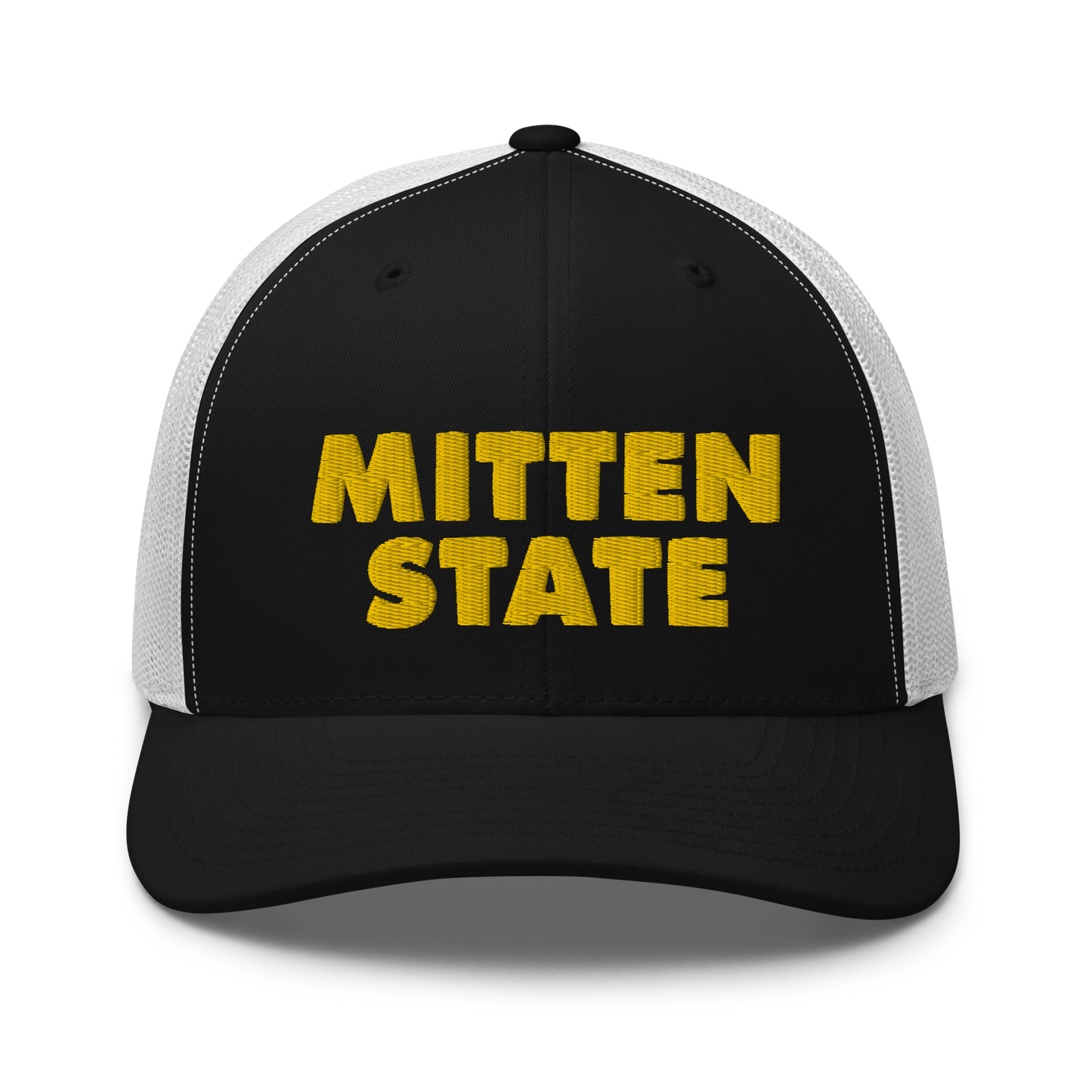 Michigan 'Mitten State' Trucker Hat (Geometric Sans Font) | Gold Embroidery