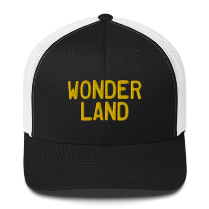 Michigan 'Wonderland' Trucker Hat (Licence Plate Font) | Gold Embroidery