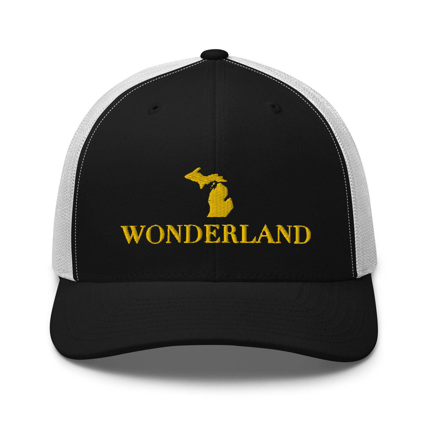 Michigan 'Wonderland' Trucker Hat (Didone Font) | Gold Embroidery